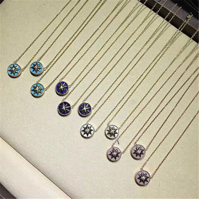 diamonds of star disk necklace 18kt gold  with yellow gold or white gold
