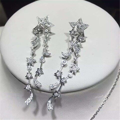 Luxury Jewelry diamonds of comet earring 18kt gold  with yellow gold or white gold