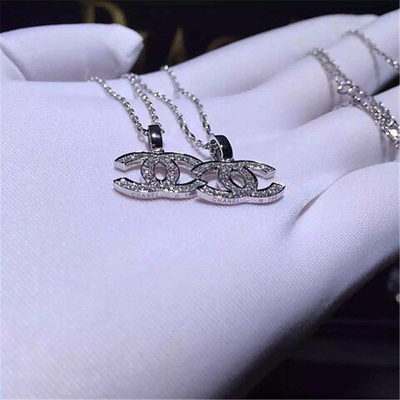 Luxury full diamonds of classic logo necklace 18kt gold  with yellow gold or white gold
