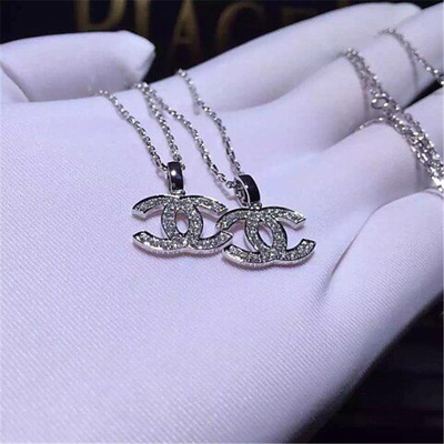 Luxury full diamonds of classic logo necklace 18kt gold  with yellow gold or white gold