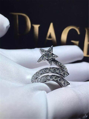 Luxury Brand Jewelry Full diamonds of comet ring 18kt gold  with yellow gold or white gold