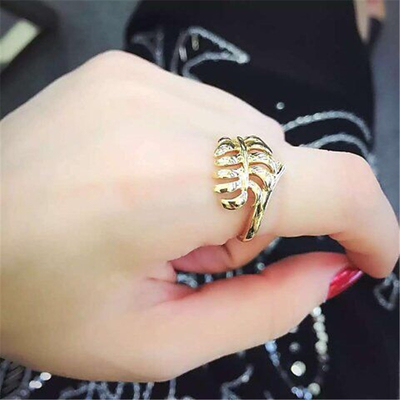  feather ring 18kt gold  with yellow gold