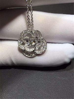  full diamonds of camellia necklace 18kt gold  with yellow gold or white gold