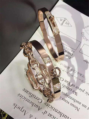   diamonds of double ring bracelet 18kt gold  with white gold or yellow gold