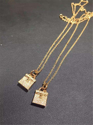  full diamonds of kelly bag necklace 18kt gold  with white gold or yellow gold