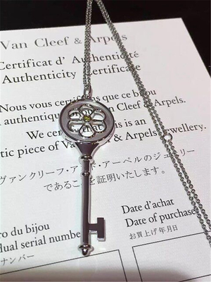  gold key necklace 18kt gold  with white gold or yellow gold or pink   gold