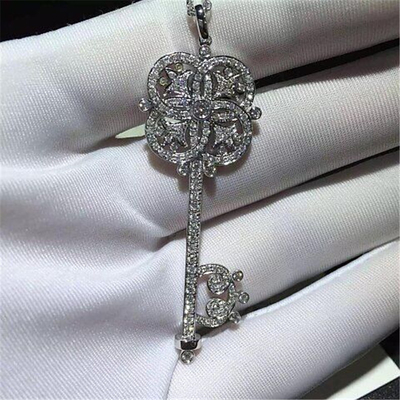  full diamonds key necklace 18kt gold  with white gold or yellow gold