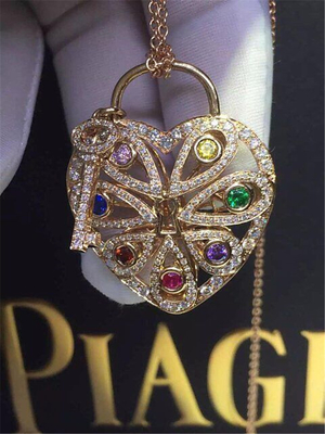  full diamonds of seven colour love key necklace 18kt gold  with yellow gold or white gold or pink gold