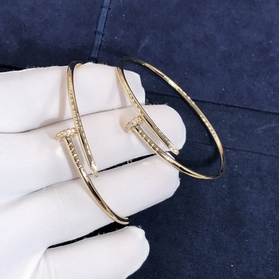 Elegant Car Tier 18k Gold Juste Un Clou Bracelet Small Model Natural Diamonds