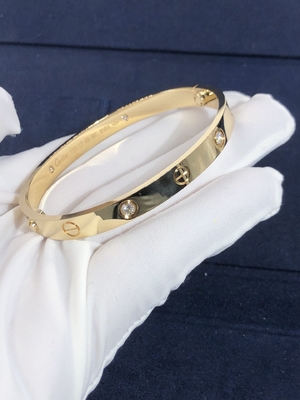 High-End High Quality Elegant Amazing  Car Tier 18k LOVE Bracelet 4 Diamonds