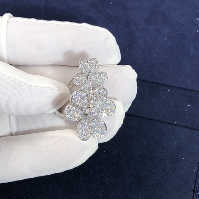 Van Cleef & Arpels 18k White Gold Frivole Between The Finger Ring Natural Vs Diamonds