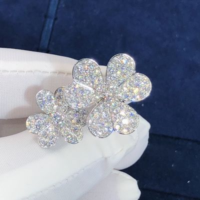 Van  & Arpels 18k White Gold Frivole Between The Finger Ring Natural Vs Diamonds