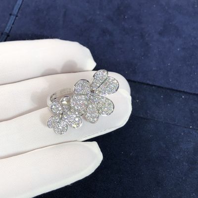 Van  & Arpels 18k White Gold Frivole Between The Finger Ring Natural Vs Diamonds