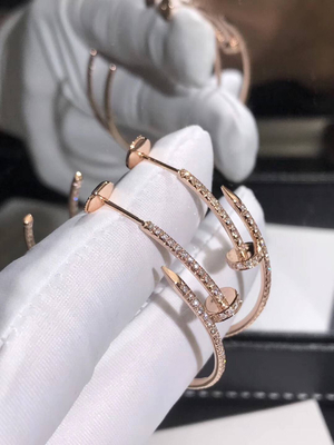 18k Gold Car Tier Juste Un Clou Earrings  Full Set Gift Box With Certificate Vs Natural Diamonds