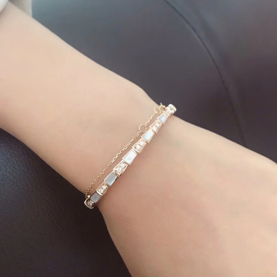 Elegant i 18k Gold Serpenti Viper Bracelet  White MOP Natural Diamonds Real Gold Real Diamonds