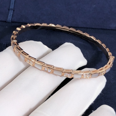 Elegant i 18k Gold Serpenti Viper Bracelet  White MOP Natural Diamonds Real Gold Real Diamonds