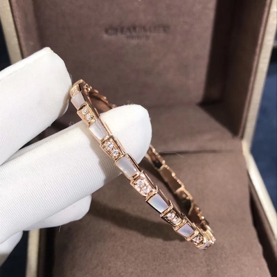Elegant i 18k Gold Serpenti Viper Bracelet  White MOP Natural Diamonds Real Gold Real Diamonds