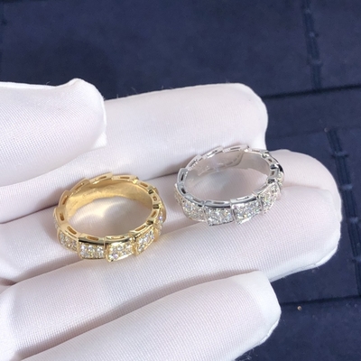 Elegant  Customized 18K Gold Serpenti Viper Ring Diamond Ring Yellow Gold White Gold Thick Model