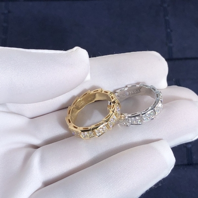 Elegant  Customized 18K Gold Serpenti Viper Ring Diamond Ring Yellow Gold White Gold Thick Model