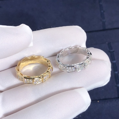 Elegant  Customized 18K Gold Serpenti Viper Ring Diamond Ring Yellow Gold White Gold Thick Model
