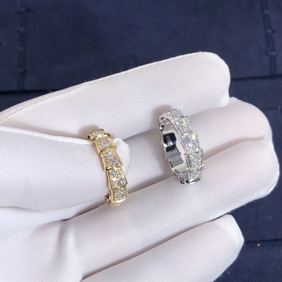 Elegant  Customized 18K Gold Serpenti Viper Ring Diamond Ring Yellow Gold White Gold Thick Model