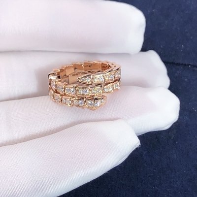 Elegant  18K Gold  2 Row Diamonds Serpenti Viper Ring Diamond Ring Yellow Gold White Gold