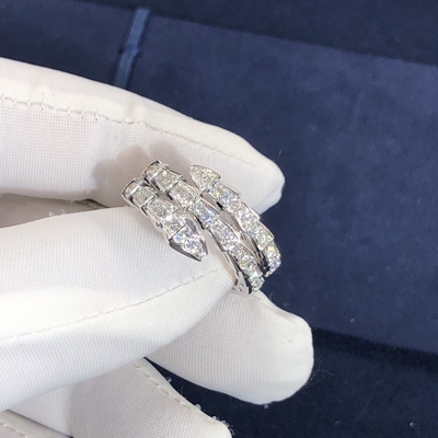 Elegant  18K Gold  2 Row Diamonds Serpenti Viper Ring Diamond Ring Yellow Gold White Gold