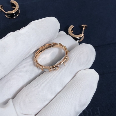 Elegant  18K Gold Diamonds Serpenti Viper Ring Diamond With White MOP Ring Yellow Gold White Gold