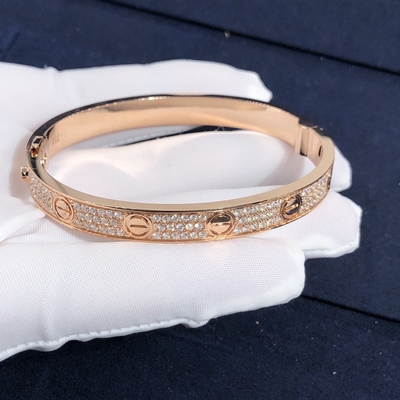 Elegant Gorgeous Factory Made Car Tier 18k Yellow/White/Rose Gold And Natural Diamonds LOVE Bracelet, Diamond-Paved