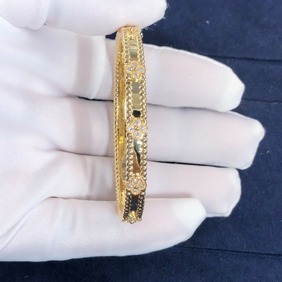 Fashion VCA Fine Jewelry 18k Yellow Gold Natural Diamond Jewelry Bracelet PerléE Sweet Clovers Bracelet Medium Model