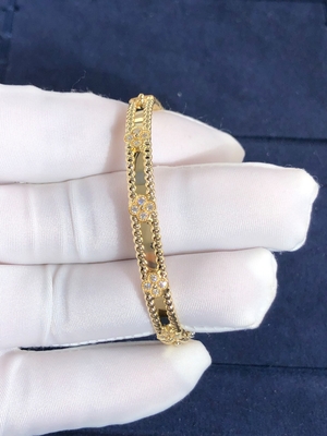 Fashion VCA Fine Jewelry 18k Yellow Gold Natural Diamond Jewelry Bracelet PerléE Sweet Clovers Bracelet Medium Model