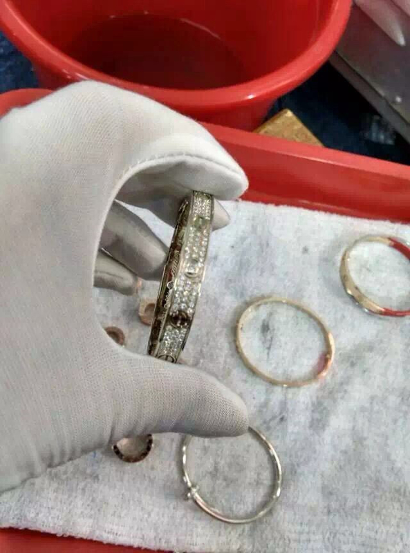 Car Tier Love Bracelet Full Diamond Bangle 18K Yellow Gold