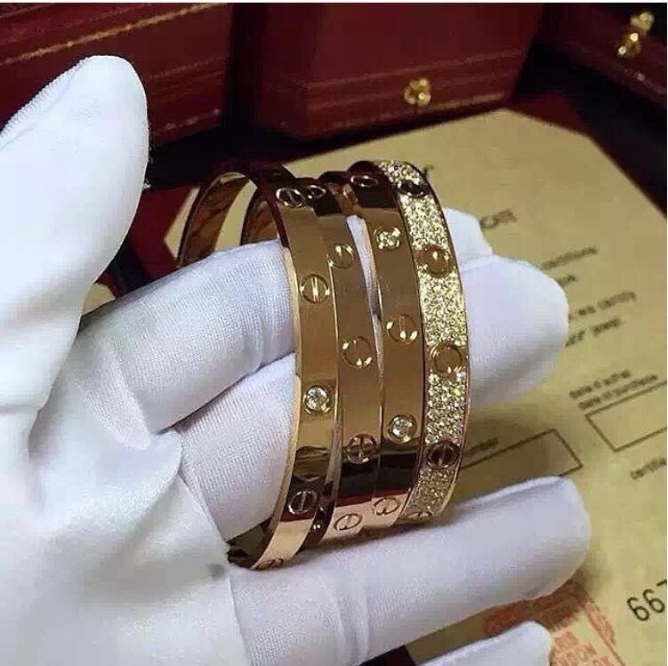 Car Tier Love Bracelet 18K Gold Plain Bangle 18K White Gold