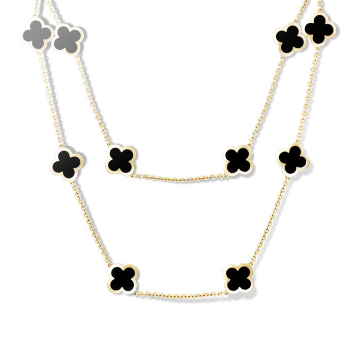 Van  & Arpels Alhambra long necklace 14 motifs Yellow gold Onyx Necklace