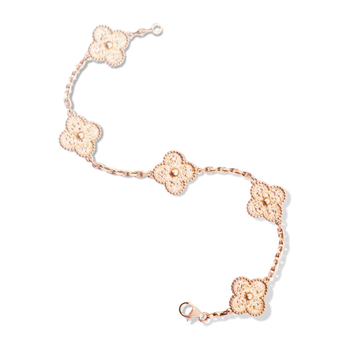 VCA 5 Flower Bracelet Vintage Alhambra bracelet 5 motifs bracelet 18K pink gold