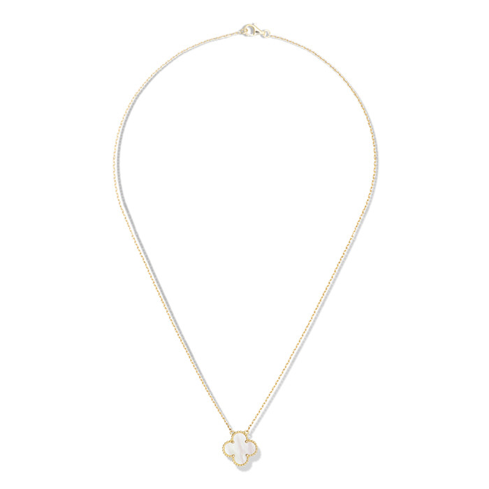 VCA Necklace VCARA45900 Vintage Alhambra pendant yellow gold white mother-of-pearl
