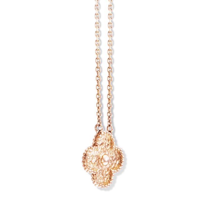 Wholesale Cheap VCA Vintage Alhambra pendant 18K pink gold Necklace VCARN9ZS00