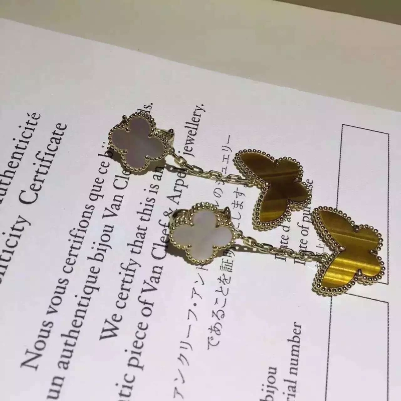 Factory Custom Van Cleef & Arpels 18K Yellow Gold Earring Clap Butterfly Drop VCARD79800