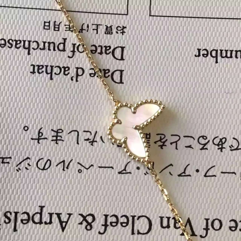 Factory Make Van Cleef & Arpels 18K Yellow Gold Bracelet White Butterfly Bracelet