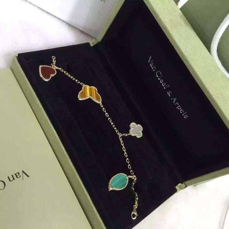 China Jewelry Factory Highest Quality Van&arpelsr Brand jewelry Design Lucky Alhambra bracelet, 4 motifs 18K Gold