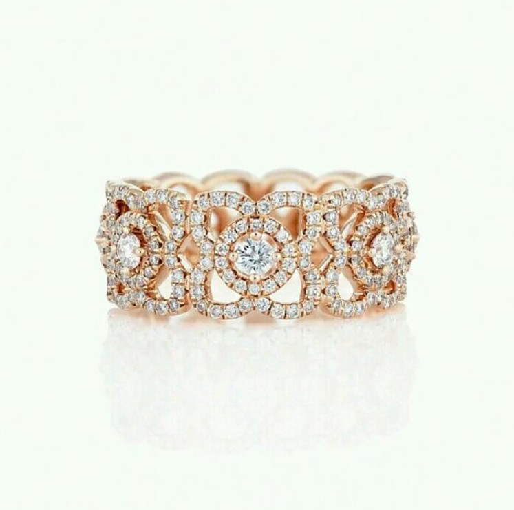  Diamond Ring 18K Yellow Gold Lotus Design Ring with VVS Diamonds J1FK02Z00W