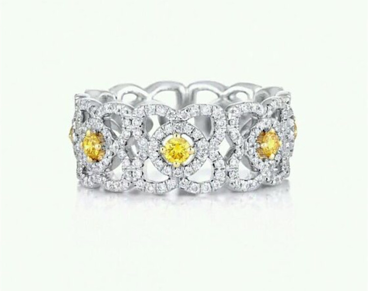  Diamond Ring Enchanted Lotus 18K White Gold Ring with Natural Diamonds J1FK02Z00W