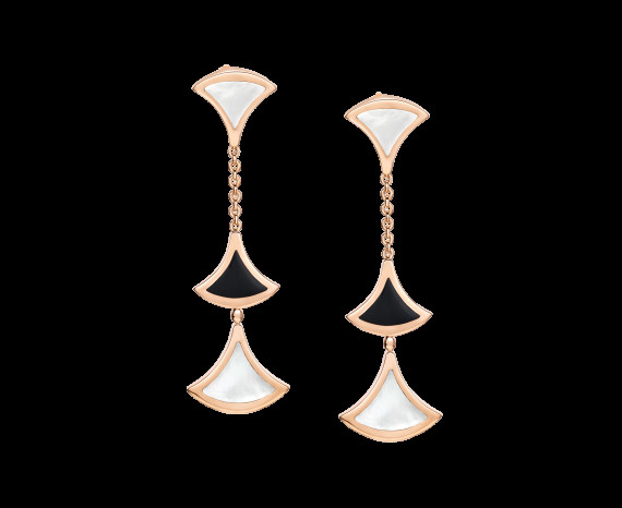   DIVAS’ DREAM earrings in 18 kt pink gold with onyx and mother of pearl Ref. 350260 OR857051