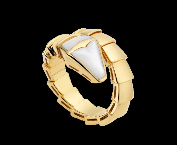 Serpenti 18 kt yellow gold ring with mother of pearl Ref. AN855765