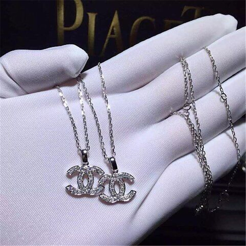 Luxury full diamonds of classic logo necklace 18kt gold  with yellow gold or white gold