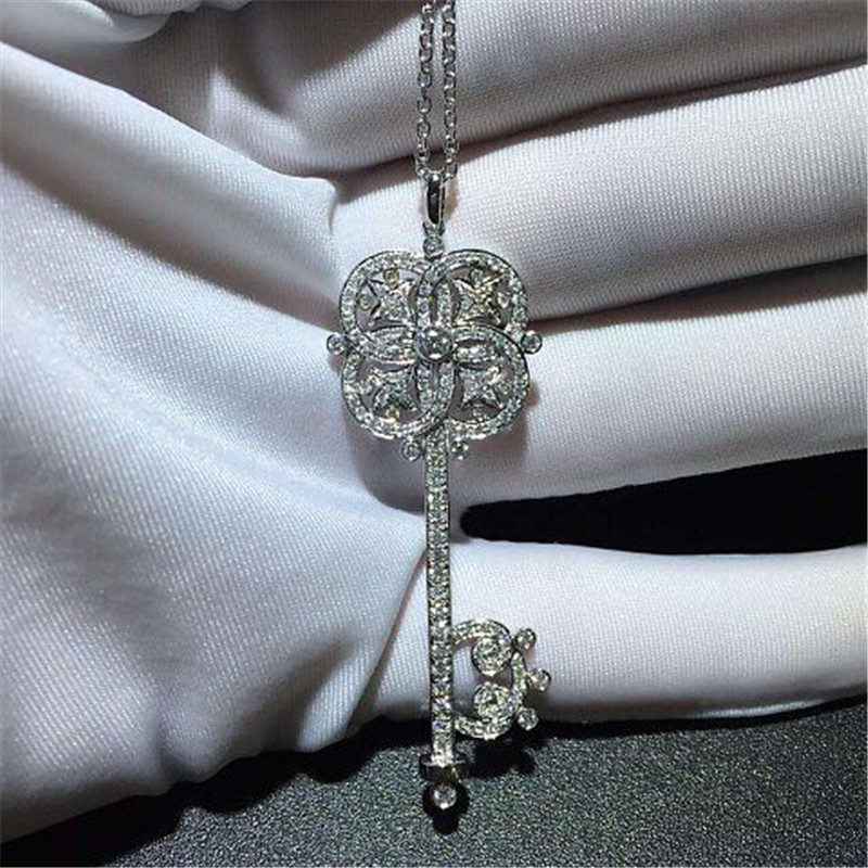  full diamonds key necklace 18kt gold  with white gold or yellow gold