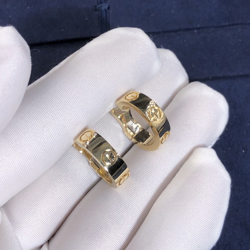 18k Gold Car Tier LOVE Earrings Full Set Gift Box With Certificate Width: 5.7 Mm