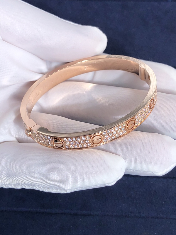 Elegant Gorgeous Factory Made Car Tier 18k Yellow/White/Rose Gold And Natural Diamonds LOVE Bracelet, Diamond-Paved
